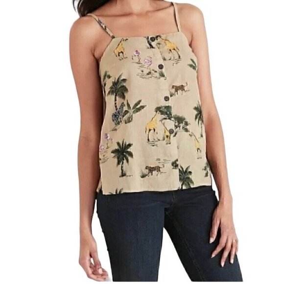 NWT Sleeveless Camisole Linen Blend Safari Design Button Front Women S Old Navy - Picture 13 of 13